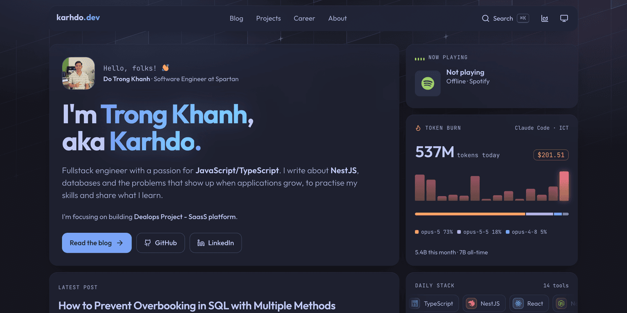 The karhdo.dev blog home page